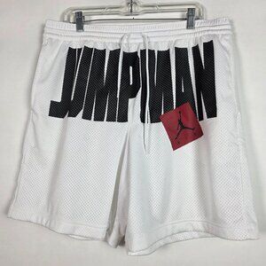 Air Jordan Jumpman Heavyweight Mesh Mens XL White Graphic Basketball Shorts